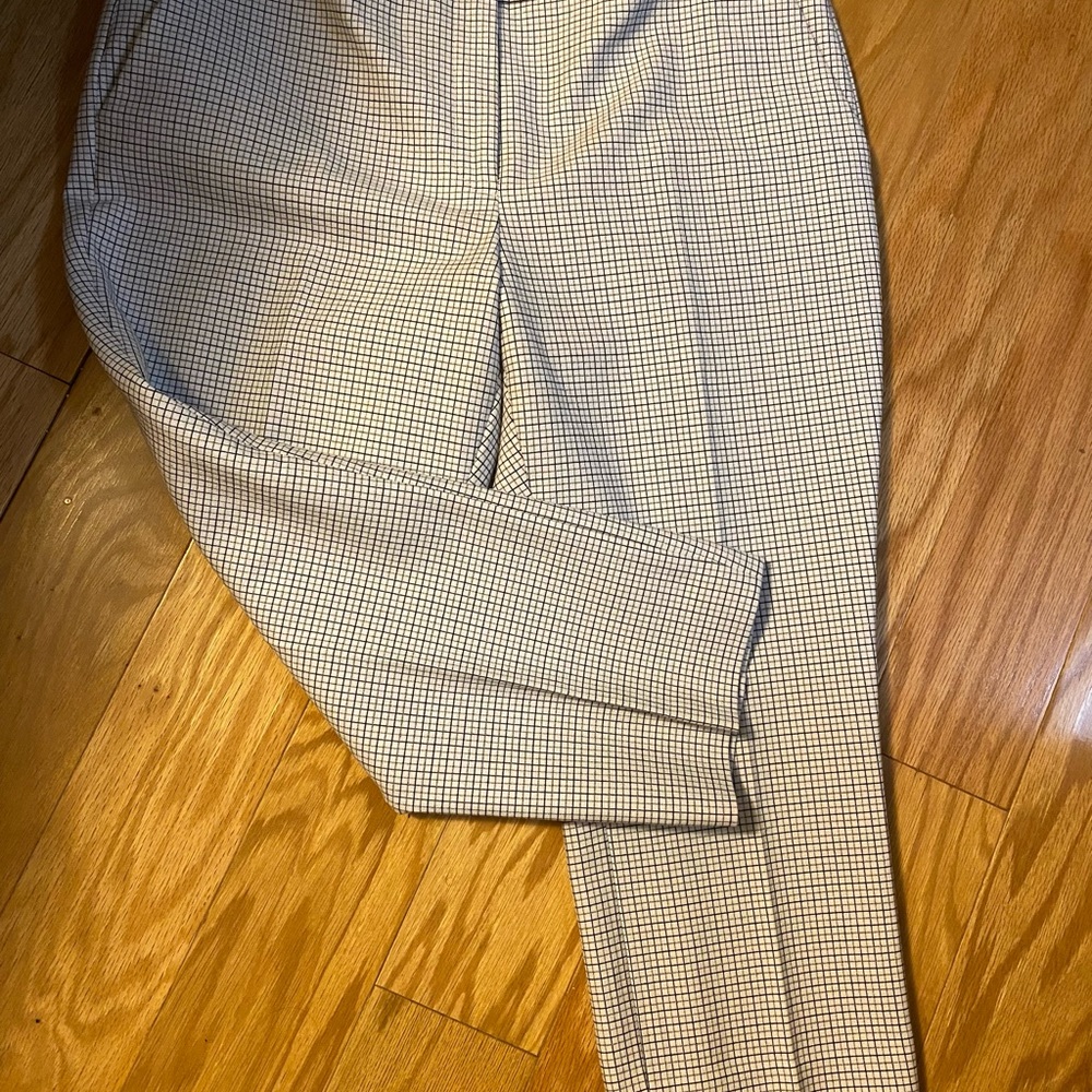 Theory Women's Grid Print Easy Skinny Capri Pants - White 12